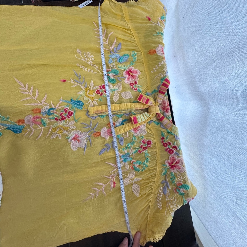 Johnny Was Floral Embroidered Yellow Top - Picture 6 of 6